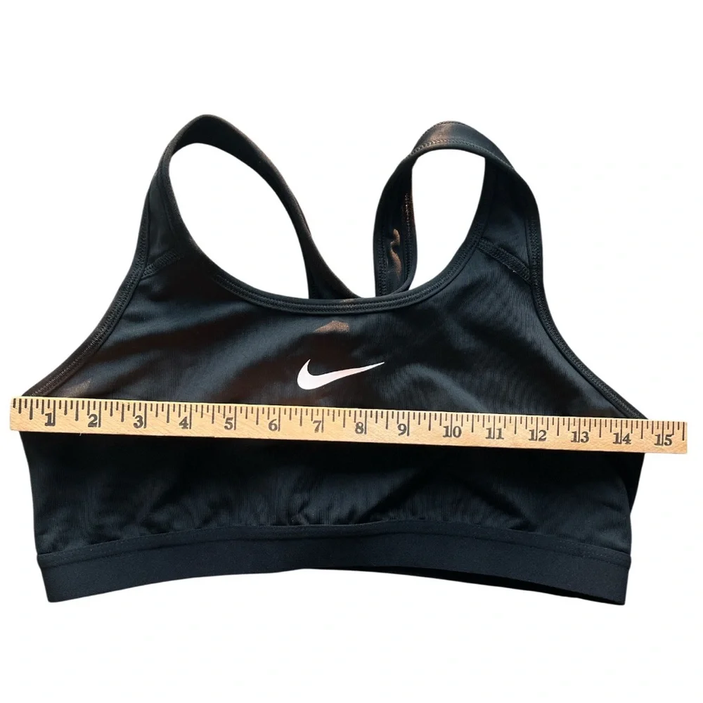 Nike Pro Classic Dri-FIT Sports Bra Black‎ White Logo Women's Size L